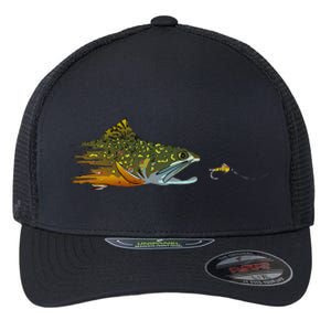 Fly Fishing Brook Trout Dry Fly Tying Fisherman Flexfit Unipanel Trucker Cap