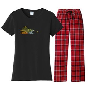 Fly Fishing Brook Trout Dry Fly Tying Fisherman Women's Flannel Pajama Set