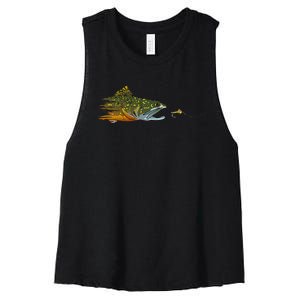 Fly Fishing Brook Trout Dry Fly Tying Fisherman Women's Racerback Cropped Tank