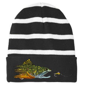 Fly Fishing Brook Trout Dry Fly Tying Fisherman Striped Beanie with Solid Band