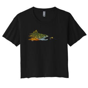 Fly Fishing Brook Trout Dry Fly Tying Fisherman Women's Crop Top Tee