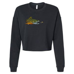 Fly Fishing Brook Trout Dry Fly Tying Fisherman Cropped Pullover Crew