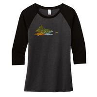 Fly Fishing Brook Trout Dry Fly Tying Fisherman Women's Tri-Blend 3/4-Sleeve Raglan Shirt