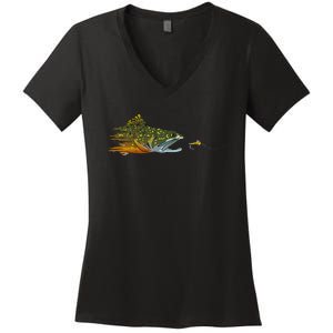 Fly Fishing Brook Trout Dry Fly Tying Fisherman Women's V-Neck T-Shirt