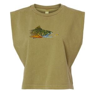 Fly Fishing Brook Trout Dry Fly Tying Fisherman Garment-Dyed Women's Muscle Tee