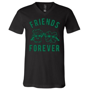 FRIENDS FOREVER BEER AND CLOVER V-Neck T-Shirt