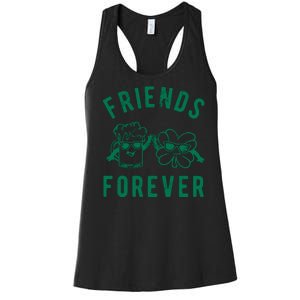 FRIENDS FOREVER BEER AND CLOVER Women's Racerback Tank