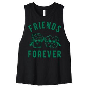 FRIENDS FOREVER BEER AND CLOVER Women's Racerback Cropped Tank