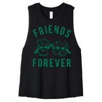 FRIENDS FOREVER BEER AND CLOVER Women's Racerback Cropped Tank