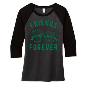 FRIENDS FOREVER BEER AND CLOVER Women's Tri-Blend 3/4-Sleeve Raglan Shirt