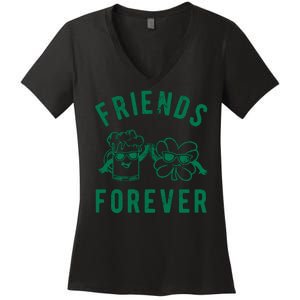 FRIENDS FOREVER BEER AND CLOVER Women's V-Neck T-Shirt