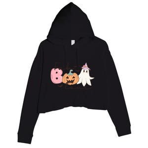 Funny Fab Boo Lous Pumpkin Halloween Retro Gift Crop Fleece Hoodie