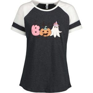 Funny Fab Boo Lous Pumpkin Halloween Retro Gift Enza Ladies Jersey Colorblock Tee