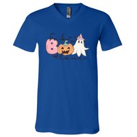 Funny Fab Boo Lous Pumpkin Halloween Retro Gift V-Neck T-Shirt