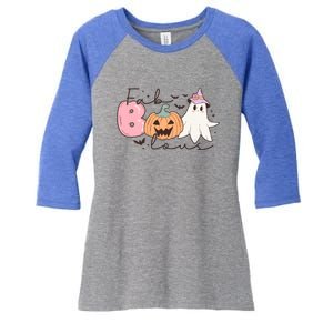 Funny Fab Boo Lous Pumpkin Halloween Retro Gift Women's Tri-Blend 3/4-Sleeve Raglan Shirt