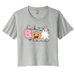 Funny Fab Boo Lous Pumpkin Halloween Retro Gift Women's Crop Top Tee