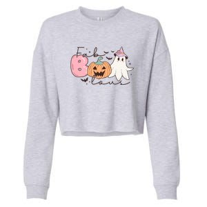 Funny Fab Boo Lous Pumpkin Halloween Retro Gift Cropped Pullover Crew