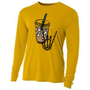 Funny Fueled By Iced Coffee And Anxiety Retro Coffee Lovers Cool Gift Cooling Performance Long Sleeve Crew