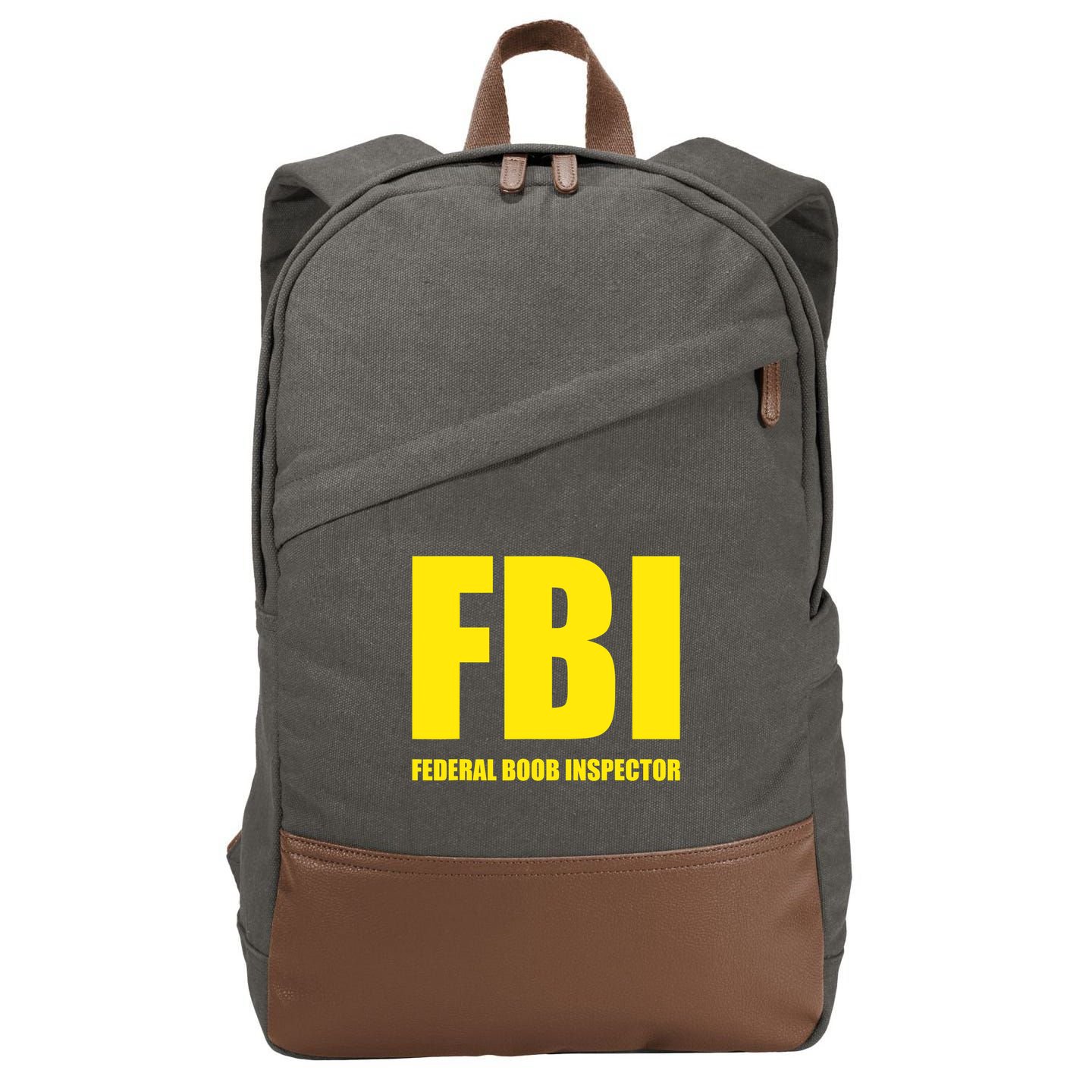 FBI Federal Boob Inspector Funny Saying Dad Joke Cotton Canvas Backpack