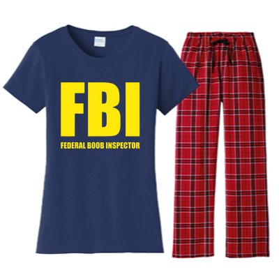 FBI Federal Boob Inspector Funny Saying Dad Joke Women's Flannel Pajama Set