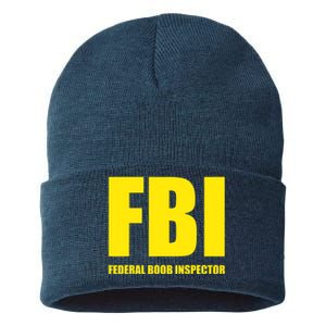 FBI Federal Boob Inspector Funny Saying Dad Joke Sustainable Knit Beanie