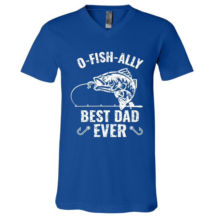 Funny Fishing Best Dad Ever Gift V-Neck T-Shirt