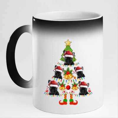 Funny French Bulldog Christmas Lights Tree Dog Lover Xmas Gift 11oz Black Color Changing Mug