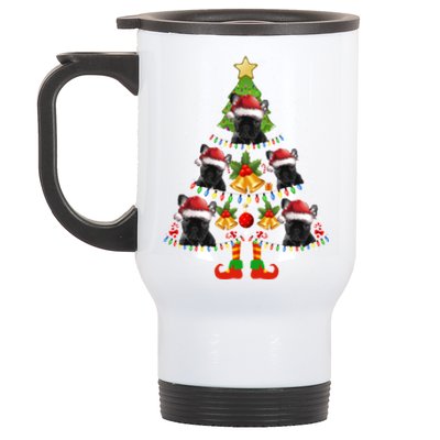 Funny French Bulldog Christmas Lights Tree Dog Lover Xmas Gift Stainless Steel Travel Mug