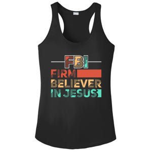 FBI Firm Believer In Jesus Motivational Christian Lover Ladies PosiCharge Competitor Racerback Tank