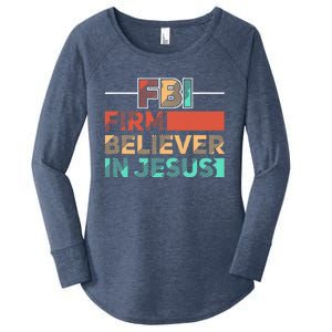 FBI Firm Believer In Jesus Motivational Christian Lover Women's Perfect Tri Tunic Long Sleeve Shirt