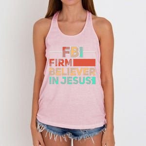 FBI Firm Believer In Jesus Motivational Christian Lover Women's Knotted Racerback Tank