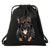 Funny French Bulldog Frenchie Rap Hip Hop R&B Drawstring Bag