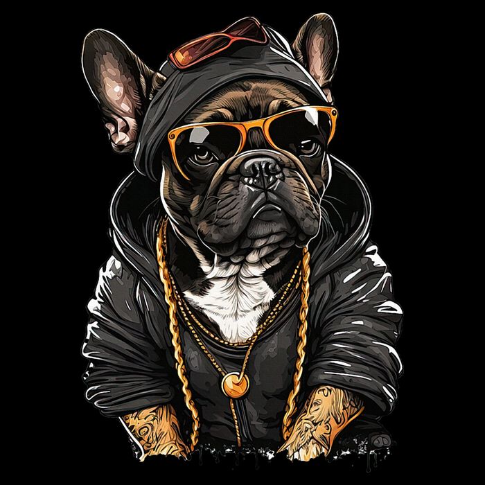 Funny French Bulldog Frenchie Rap Hip Hop R&B Drawstring Bag