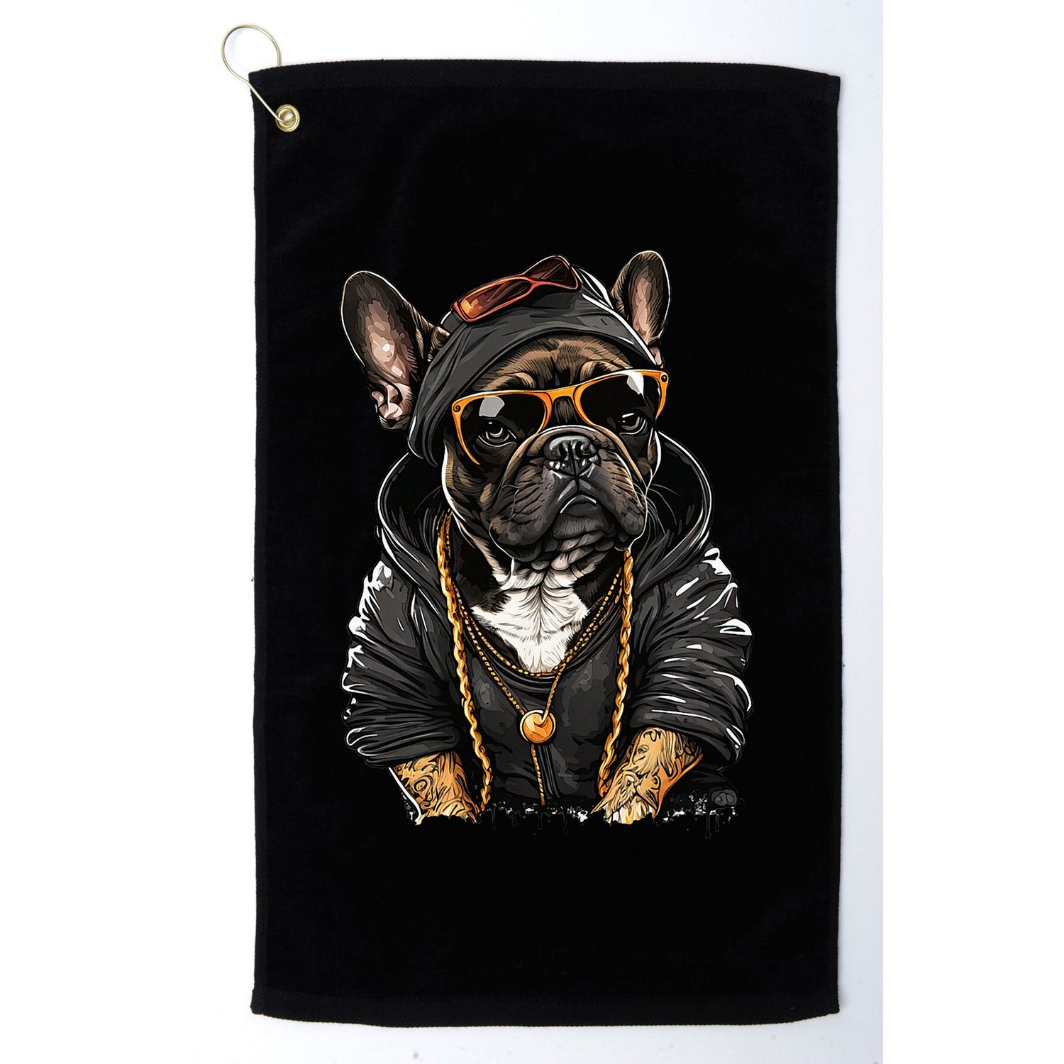 Funny French Bulldog Frenchie Rap Hip Hop R&B Golf Towel