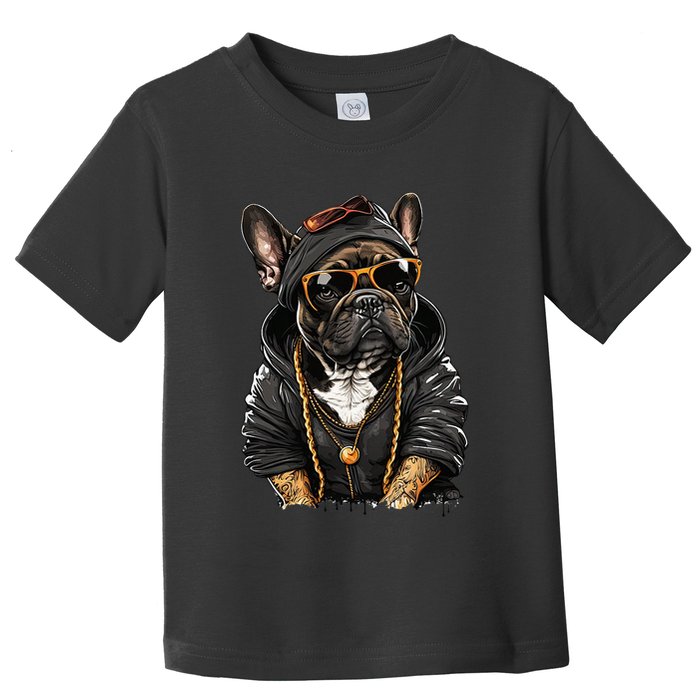 Funny French Bulldog Frenchie Rap Hip Hop R&B Toddler T-Shirt