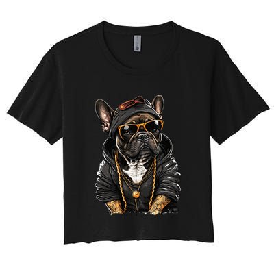 Funny French Bulldog Frenchie Rap Hip Hop R&B Crop Top