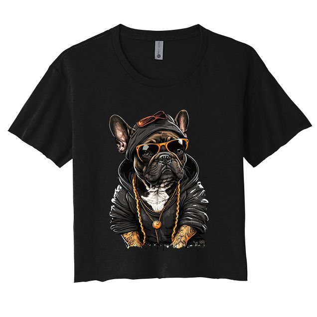 Funny French Bulldog Frenchie Rap Hip Hop R&B Crop Top