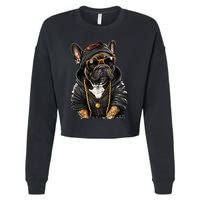 Funny French Bulldog Frenchie Rap Hip Hop R&B Cropped Pullover Crew