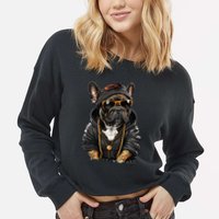 Funny French Bulldog Frenchie Rap Hip Hop R&B Cropped Pullover Crew