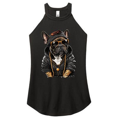 Funny French Bulldog Frenchie Rap Hip Hop R&B Women's Perfect Tri Rocker Tank