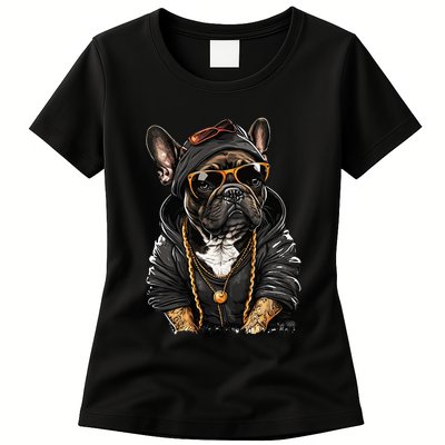 Funny French Bulldog Frenchie Rap Hip Hop R&B Womens T-Shirt