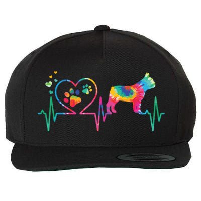 Frenchie French Bulldog Mom Dad Heartbeat Tie Dye Dog Gift Wool Snapback Cap