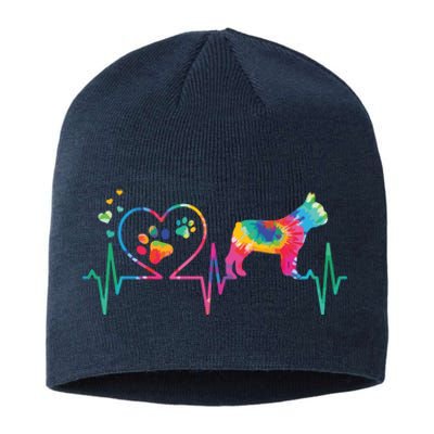 Frenchie French Bulldog Mom Dad Heartbeat Tie Dye Dog Gift Sustainable Beanie