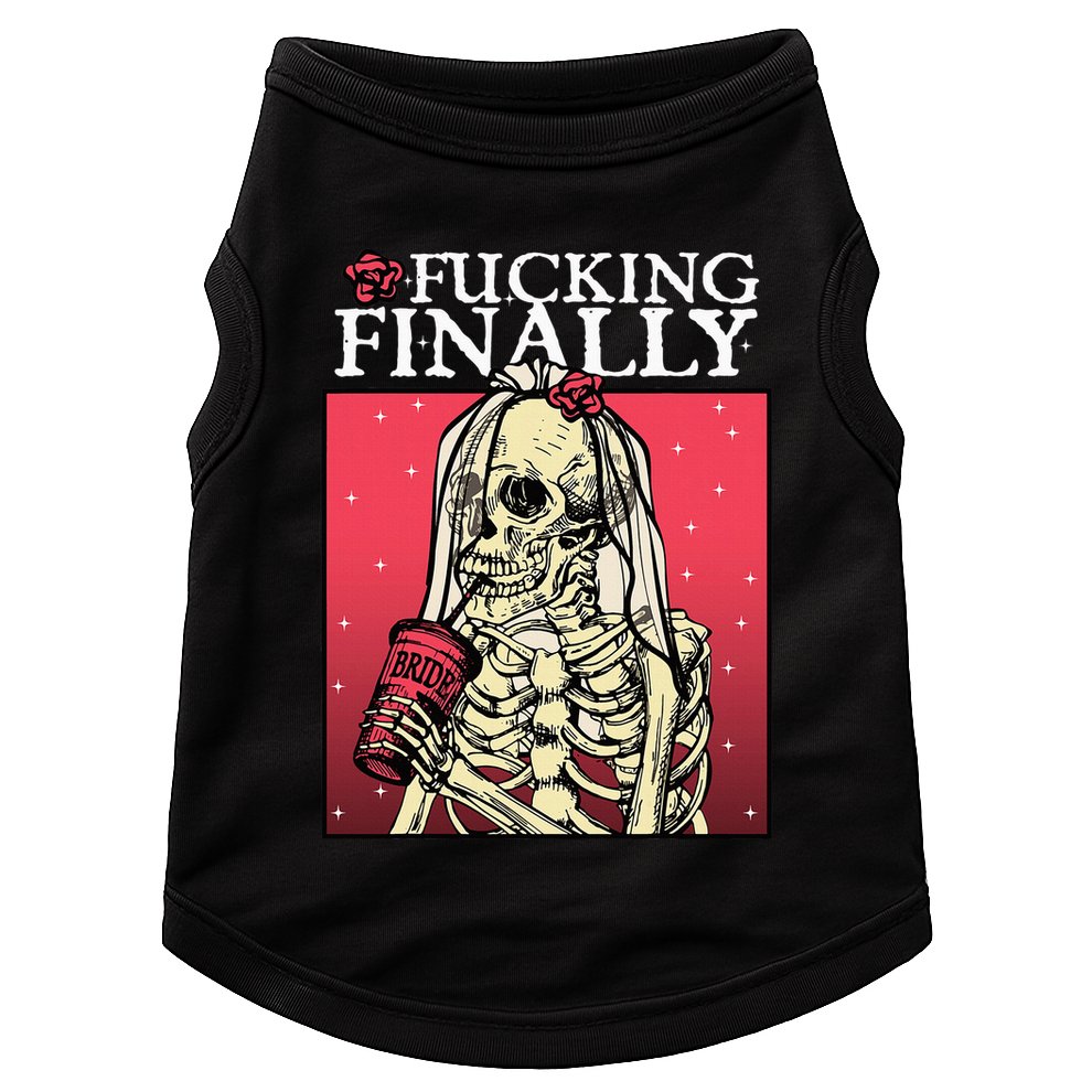 Fucking Finally Bride Bachelorette Engagement Party Bride Doggie Tank