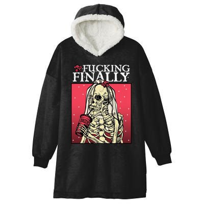 Fucking Finally Bride Bachelorette Engagement Party Bride Hooded Wearable Blanket