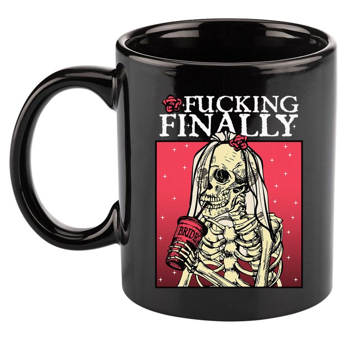 Fucking Finally Bride Bachelorette Engagement Party Bride 11oz C Handle Ceramic Mug