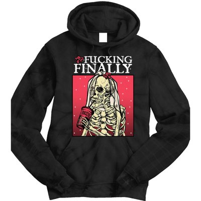 Fucking Finally Bride Bachelorette Engagement Party Bride Tie Dye Hoodie