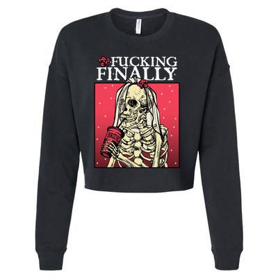 Fucking Finally Bride Bachelorette Engagement Party Bride Cropped Pullover Crew