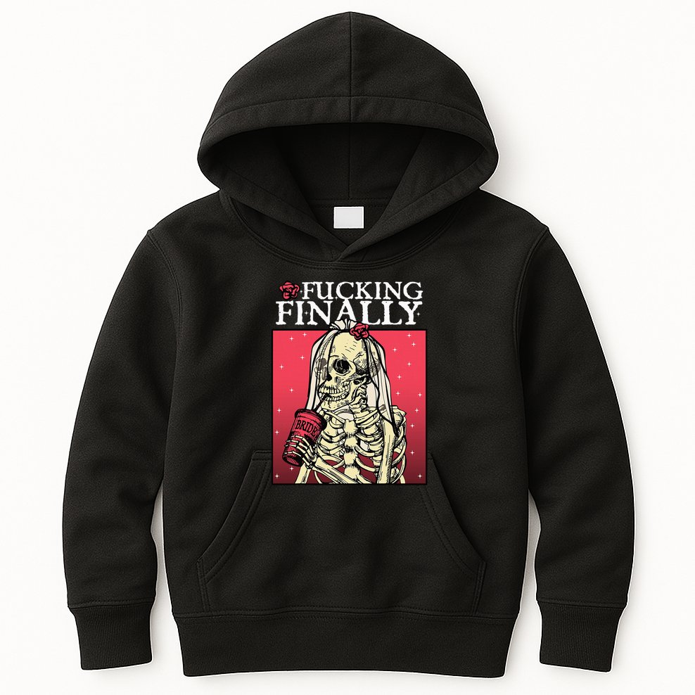 Fucking Finally Bride Bachelorette Engagement Party Bride Kids Hoodie