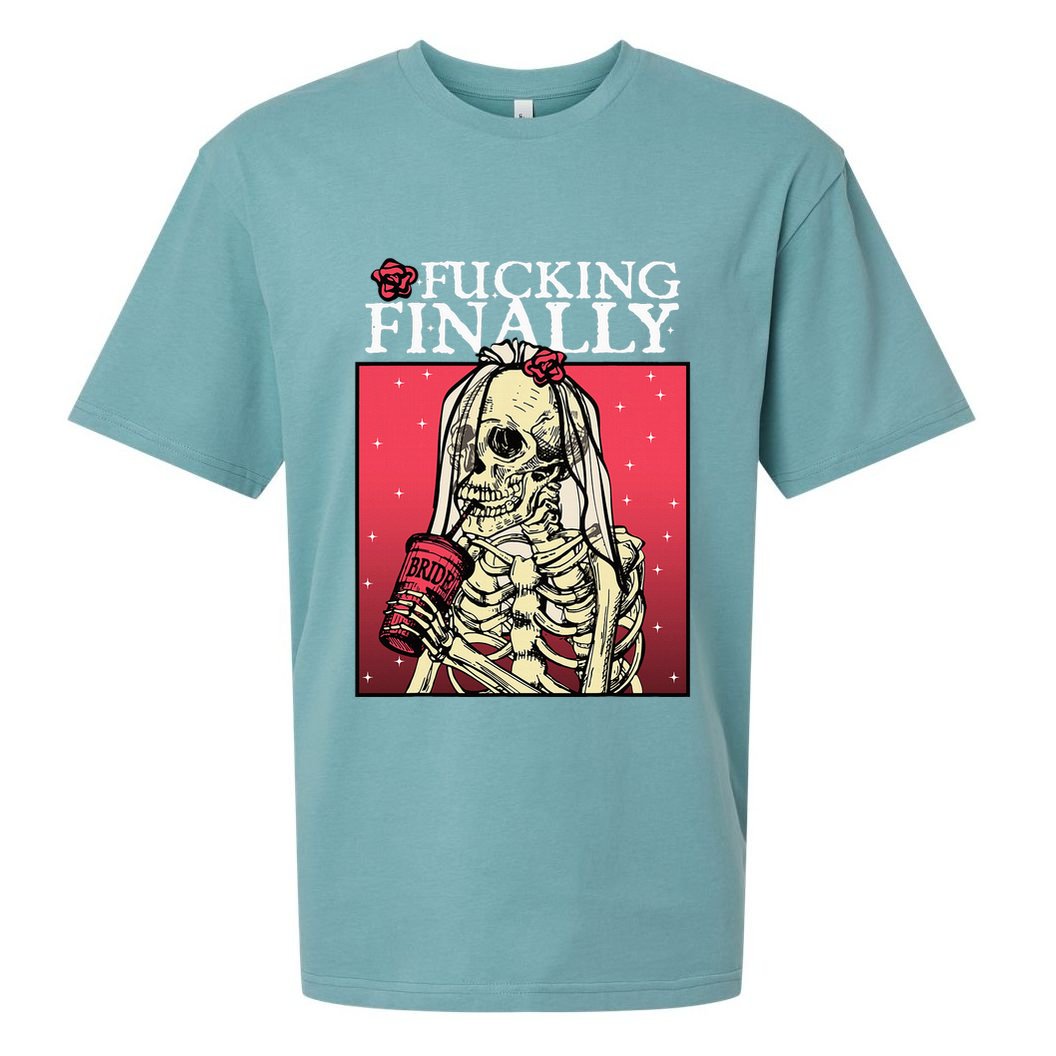 Fucking Finally Bride Bachelorette Engagement Party Bride Sueded Cloud Jersey T-Shirt